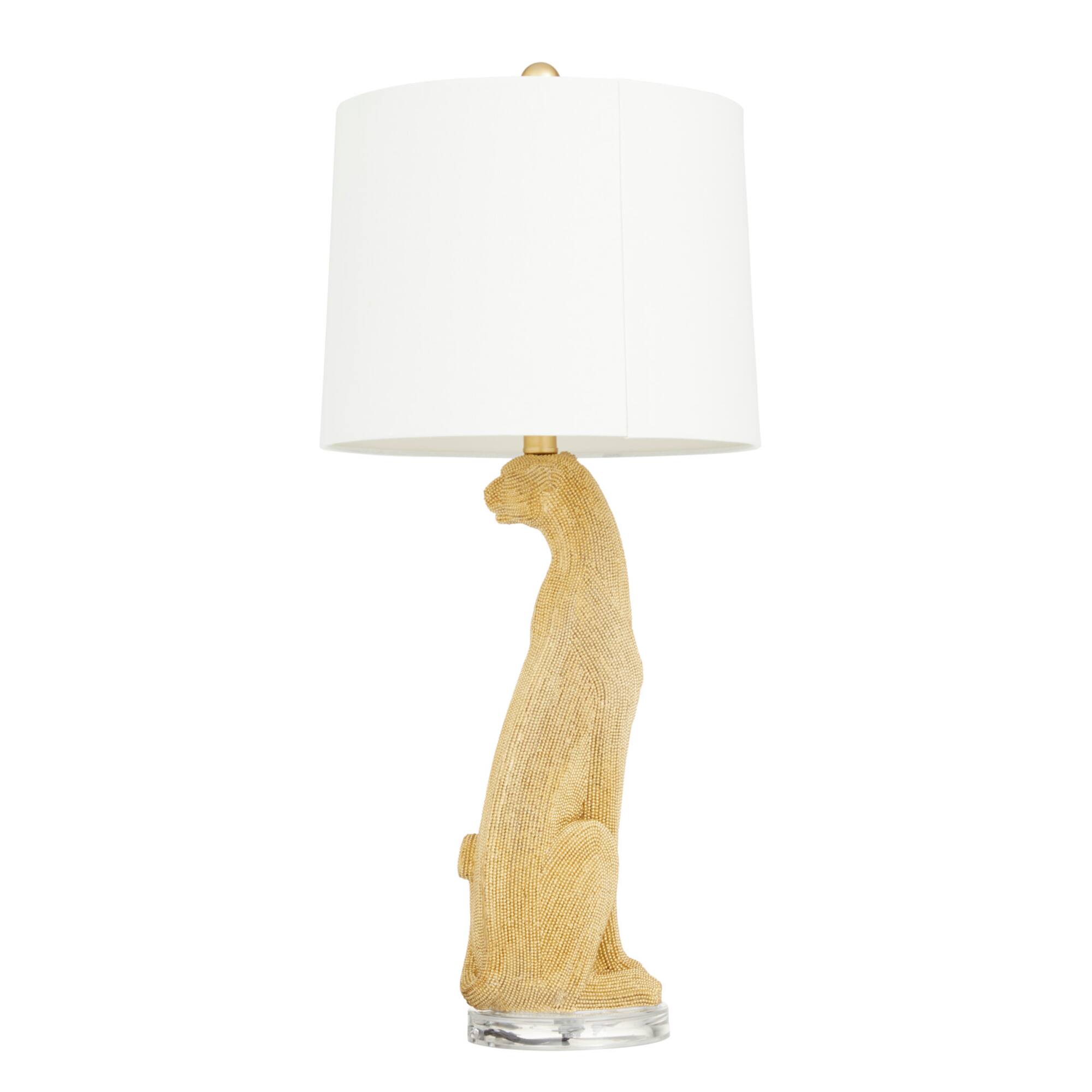 29" Polystone Glam Leopard Table Lamps